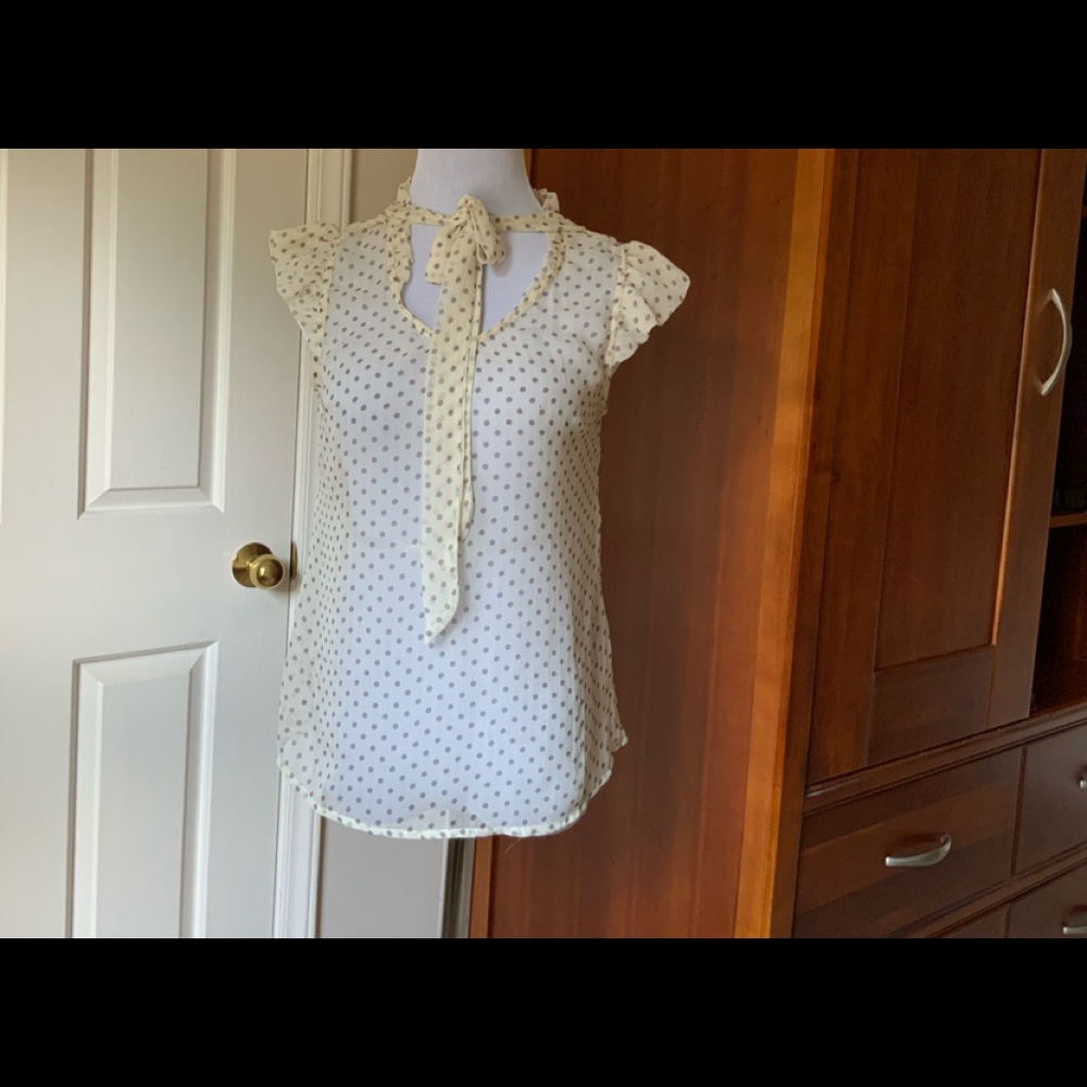 Boutique Neutral Polka Dot Top